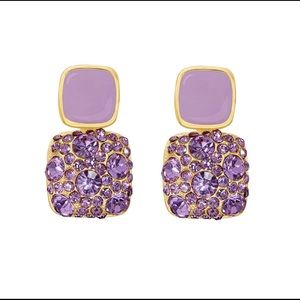 Lavender, Crystal & Gold Stud Earrings NWT